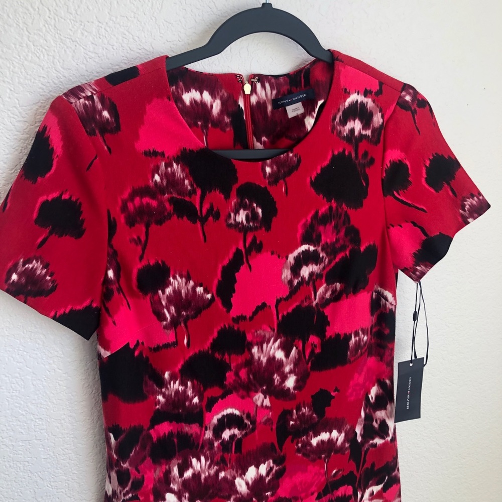 NWT Tommy Hilfiger red flower dress - Picture 2 of 8